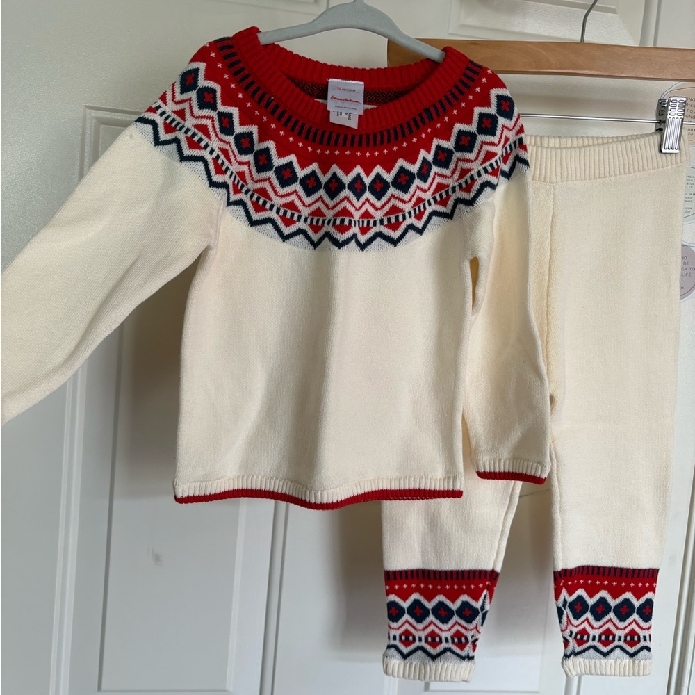 Hanna Andersson Red and Navy Nordic Sweater Set
